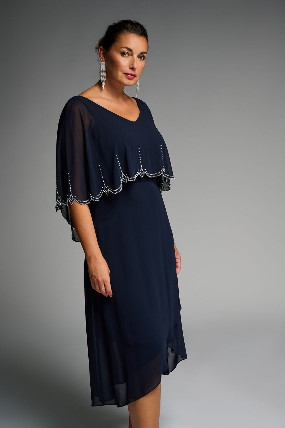 Joseph Ribkoff Midnight Blue Wide Leg Chiffon Pants Style 223739