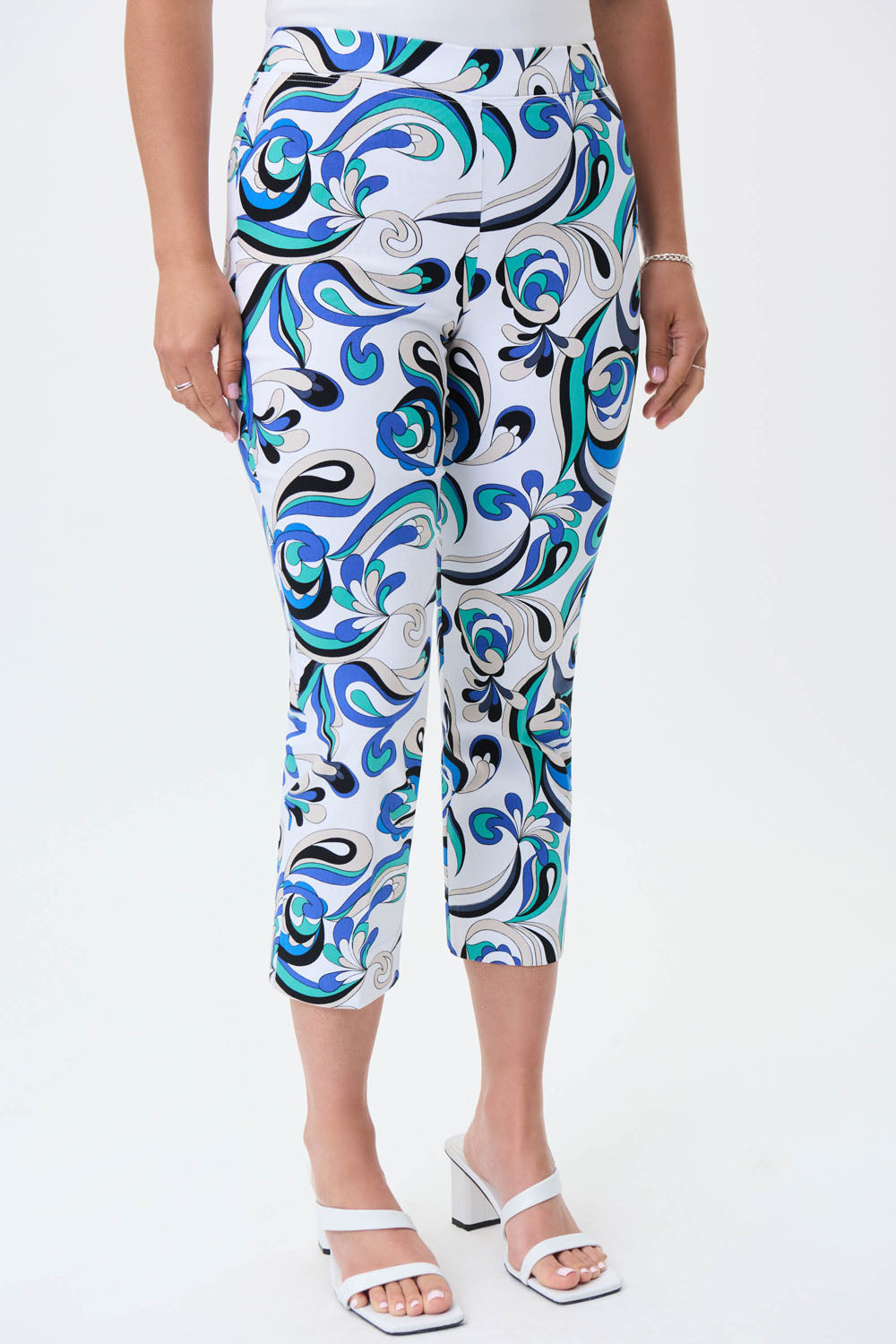 Joseph Ribkoff Vanilla/Multi Capri Pants Style 231116