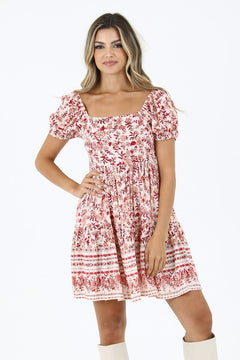 Printed Puff Sleeve Dress