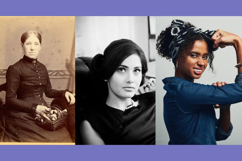 Women from the victorian era, mid 20th century, and modern day