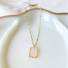 Load image into Gallery viewer, Rose Quartz Rectangle Necklace
