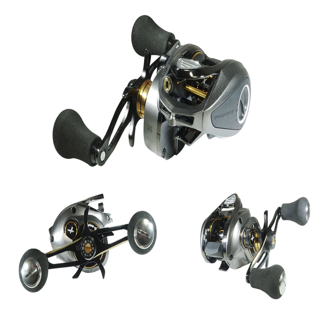 Favorite Fishing Soleus XCS Baitcasting Baitcaster Reel, Gun Metal 7.3:1  (Left)