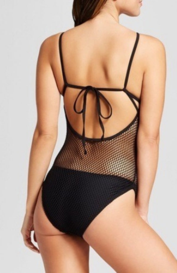 Xhilaration Black Mesh Swimsuit Size S - Ecart