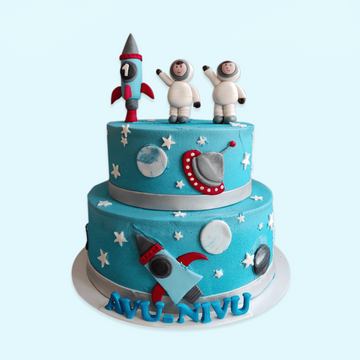 Space Rocket Birthday Cake - Flecks Cakes