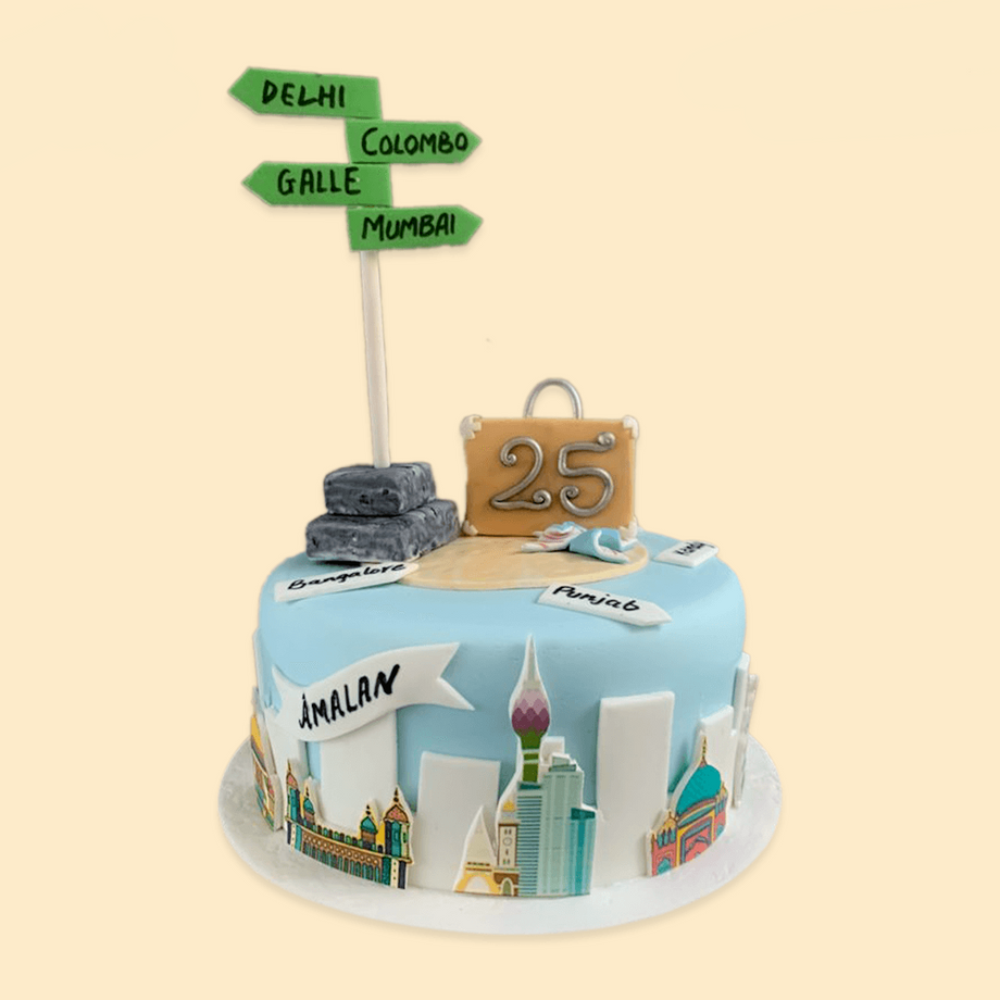 Travel themed birthday cake