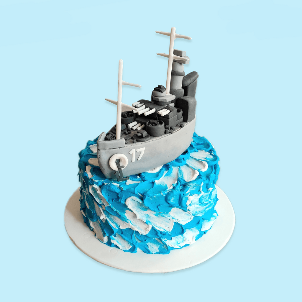 NAVY SHIP MOLDED FONDANT CAKE - Rashmi's Bakery