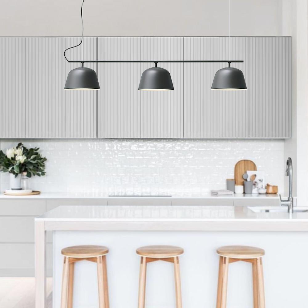 Black 3-light Kitchen Island Pendant | LightFixturesUSA, Linear Kitchen