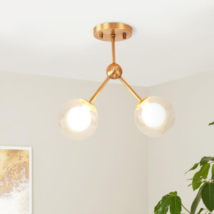 Frosted Bubble Linear Sputnik Semi Flush Mount, LightFixturesUSA