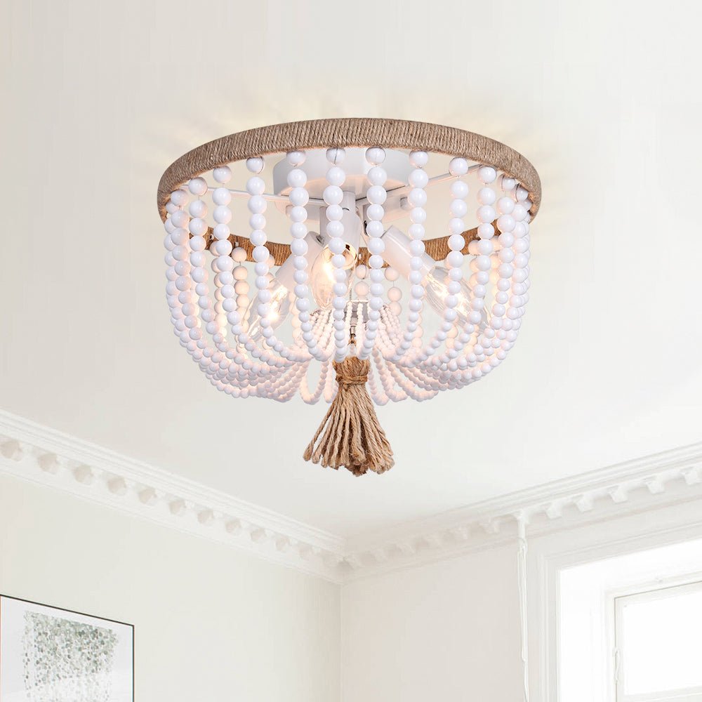 3-Light Bohemian Bead Flush Mount | LightFixturesUSA, Boho Ceiling