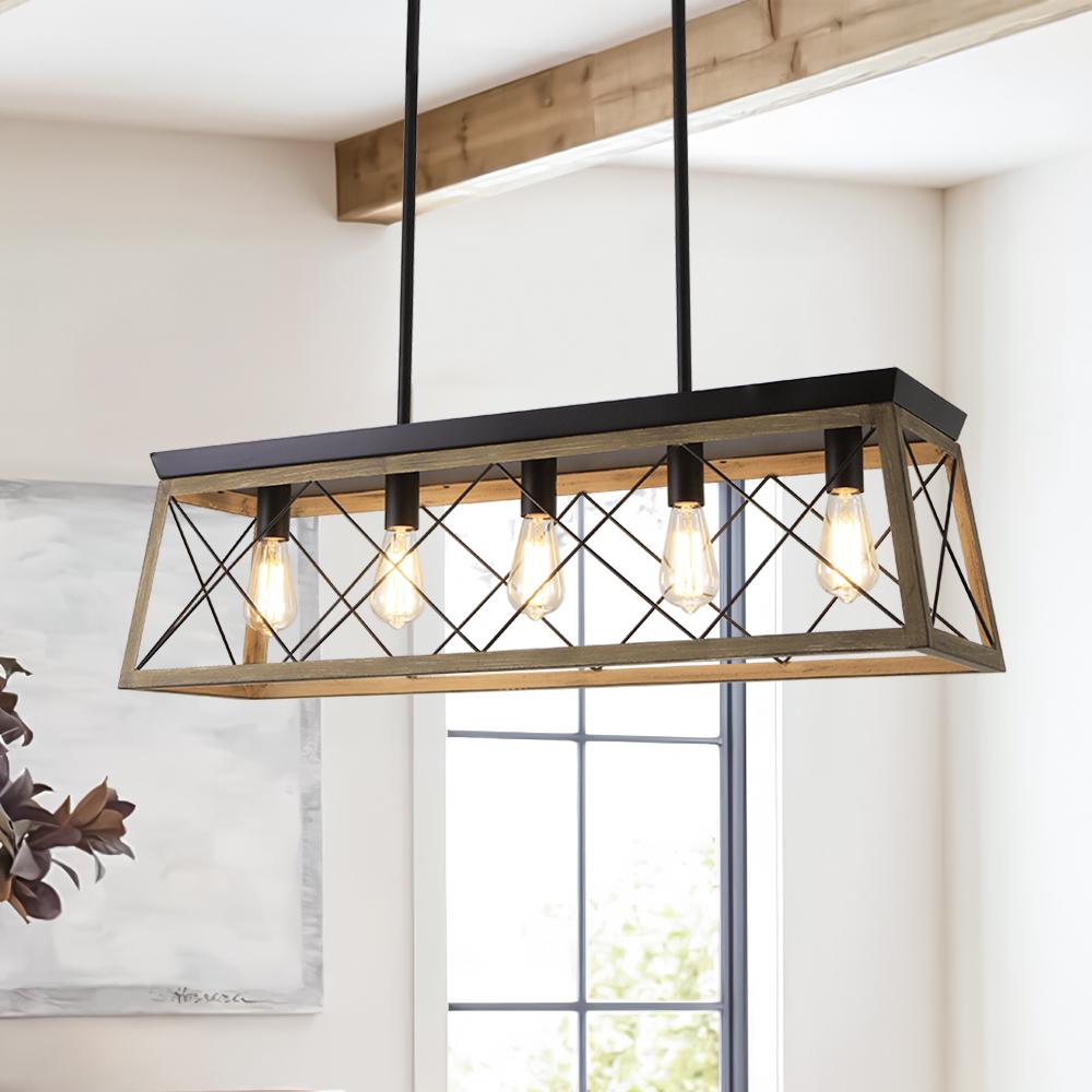 Modern Farmhouse 5-light Kitchen Island Linear Pendant ...