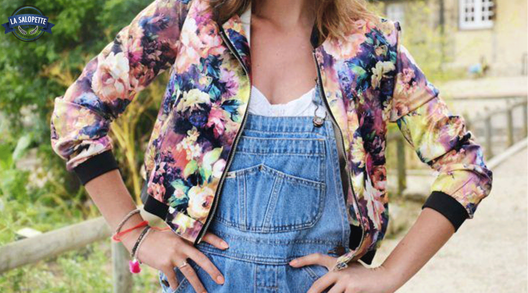 Overall med Floral Bomber