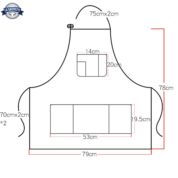 Dimensiones del delantal del overol