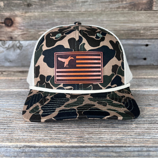 USA flag leather patch trapper hats