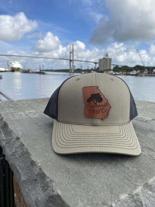 Savannah Moss Co. Charcoal/White Leather Patch Hat