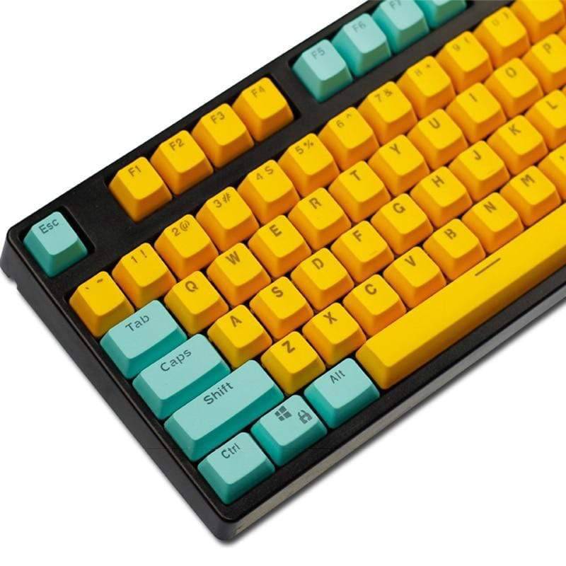 104-Key PBT Backlight Keycap Cute Cyan-Yellow