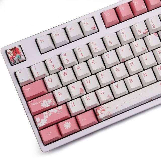Japanese Sakura Keycaps For Mechanical Keyboard