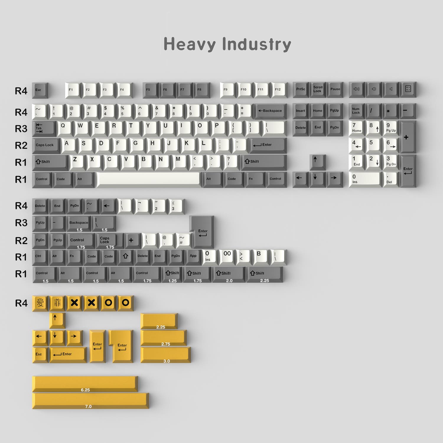 171 key ABS Double Shot Keycap Heavy industry/Monster Keycaps