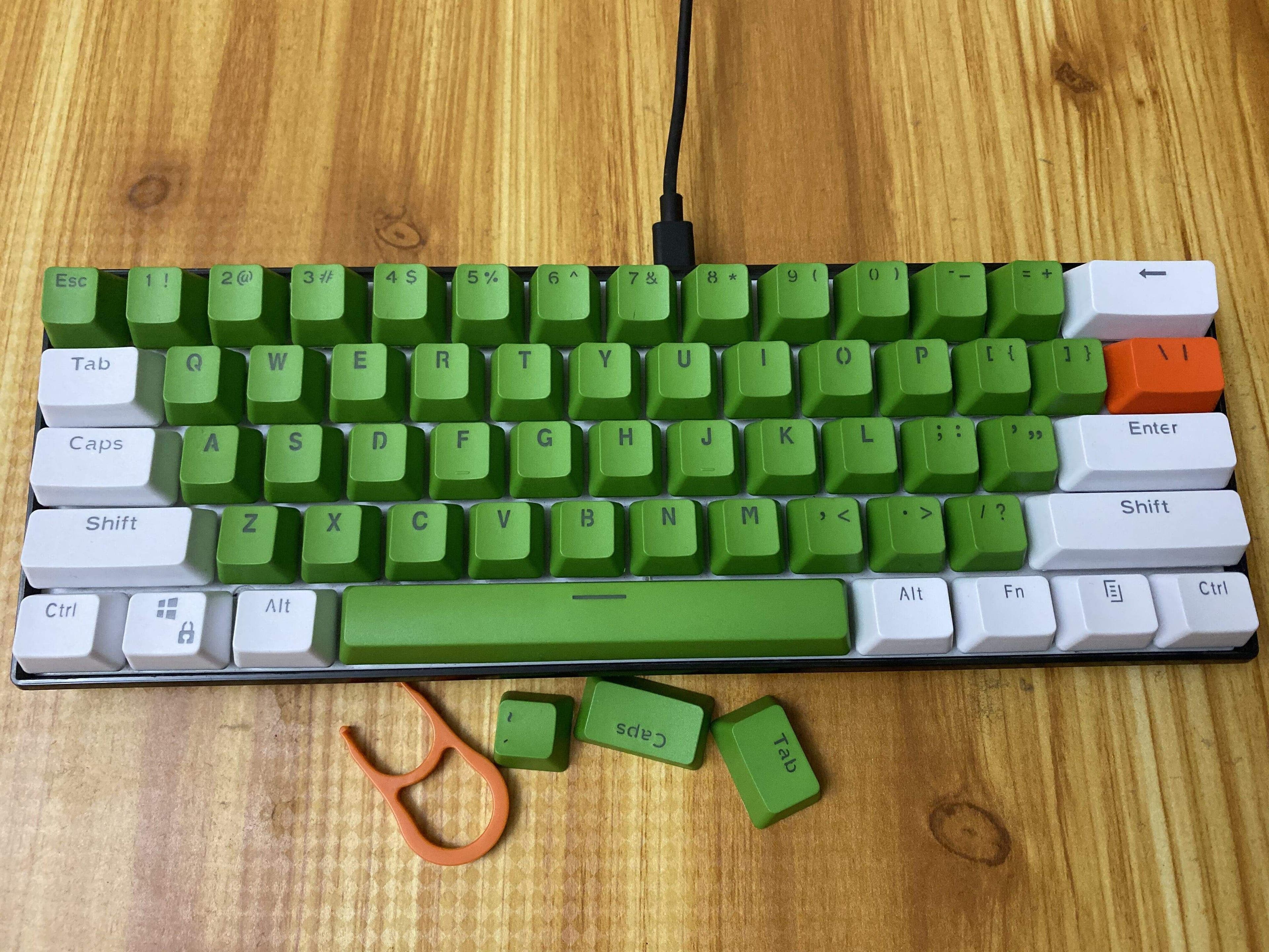 White-Orange-Green Keycaps Set