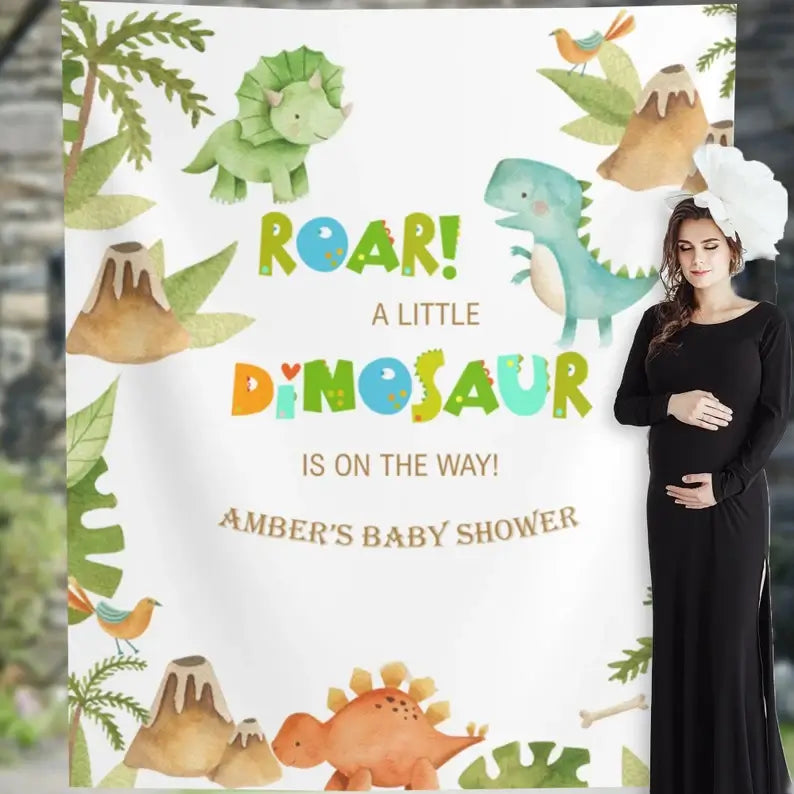 Dinosaur baby shower backdrop