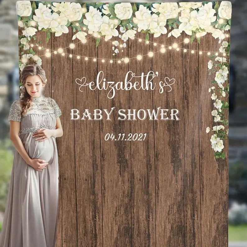 rustic baby shower backdrop