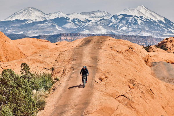 Enduro eBike by QuietKat on slick rock in Moab, Utah