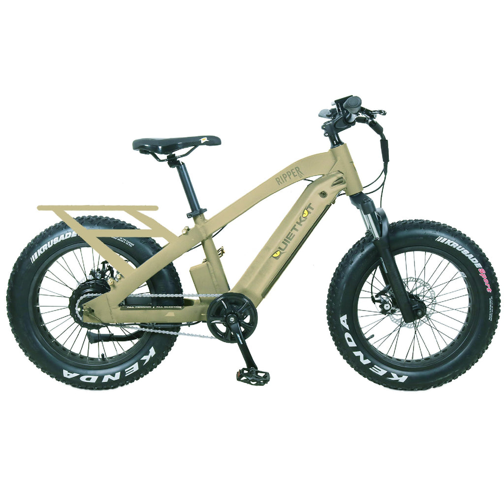 Profile of the QuietKat Ripper eBikes for kids in tan