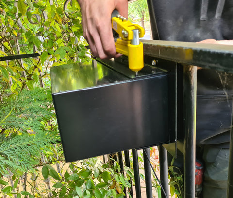 metal tubular fence letterbox installation