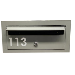 front opening letterbox woodland grey vinyl silver number 113