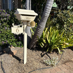 Augusta free standing letterbox classic cream bolt on gold 6