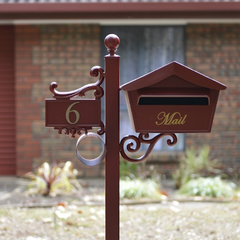 kooyonga manor red letterbox bolt on gold nubmers