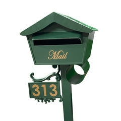 kooyonga cottage green letterbox vinyl gold numbers