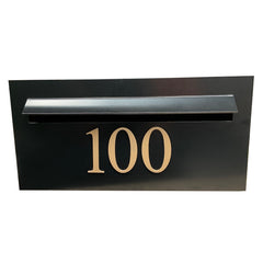 superior letterbox black satin bolt on gold number
