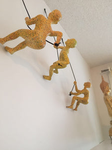3 Piece BIG Climbing Sculpture Wall Art Gift For Home Decor Interior Design Rock Climber Climbing Man Contemporary Artwork Resin MULTI