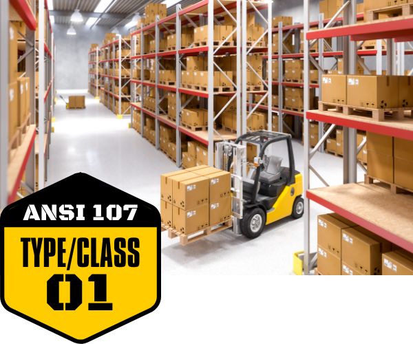 Workplace suitable for ANSI 107 Type O Class 1 high-visibility apparel