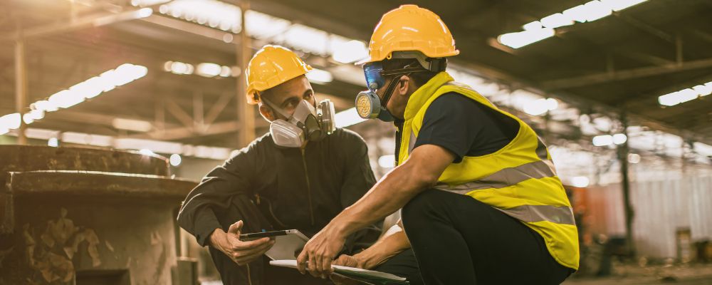 workers assessing workplace hazards