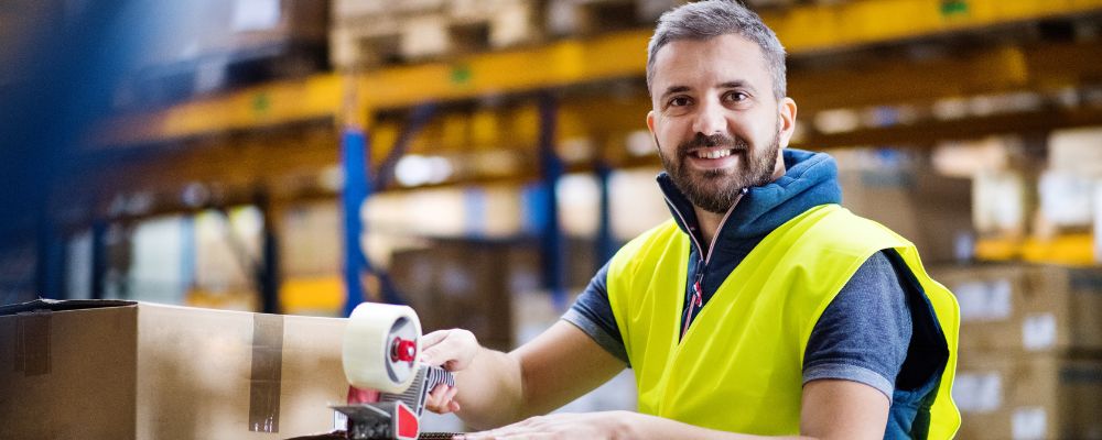 man working with heavy-duty safety vests