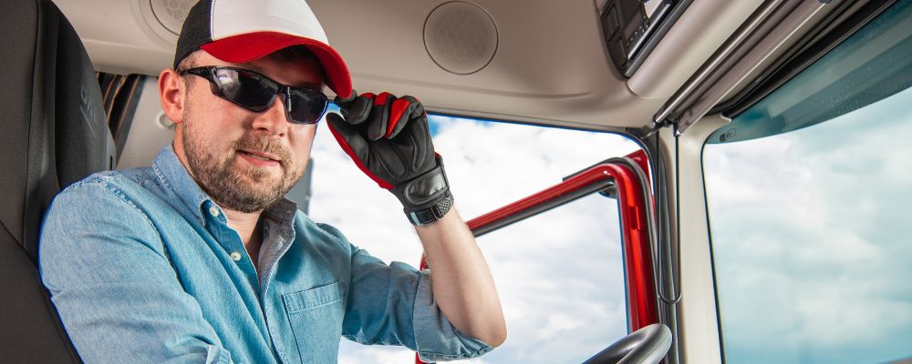 truck driver wearing safety work gloves