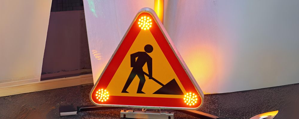 road work sign with LED