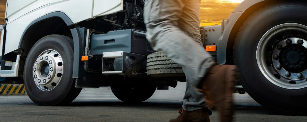 truck worker wearing work boots