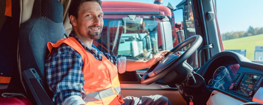 truck driver wearing hi-vis safety vest