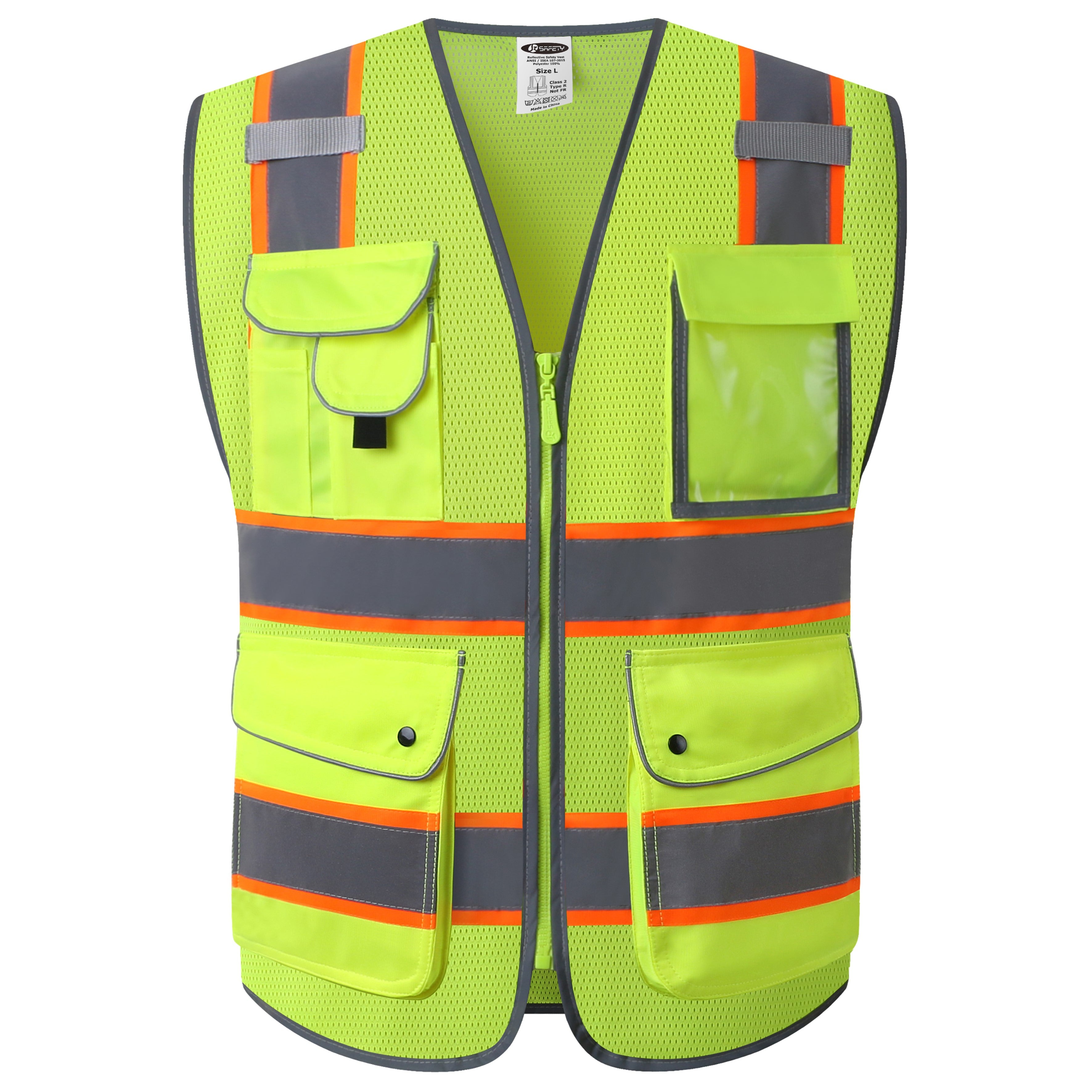 JKSafety Drone Pilot Hi-Vis Reflective Safety Vest, 9 Pockets