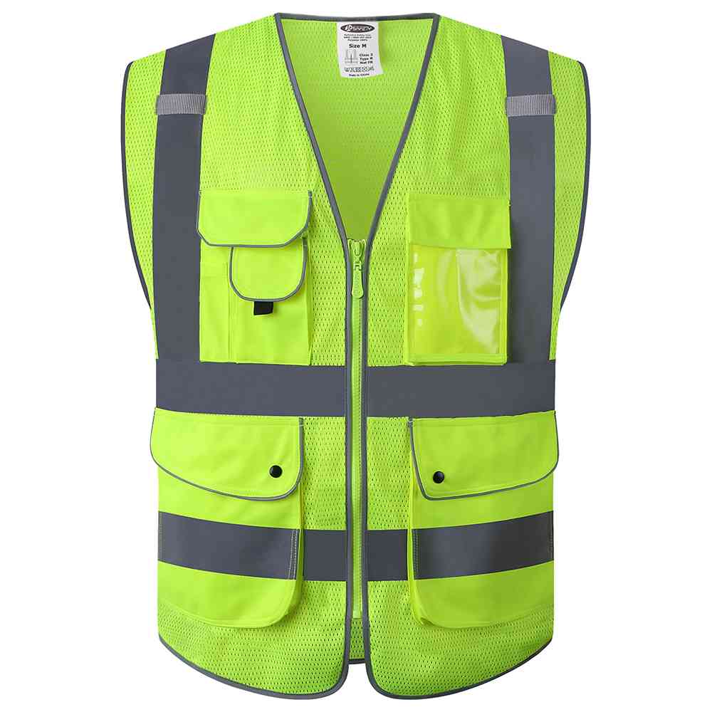 JKSafety Drone Pilot Hi-Vis Reflective Safety Vest, 9 Pockets, Two