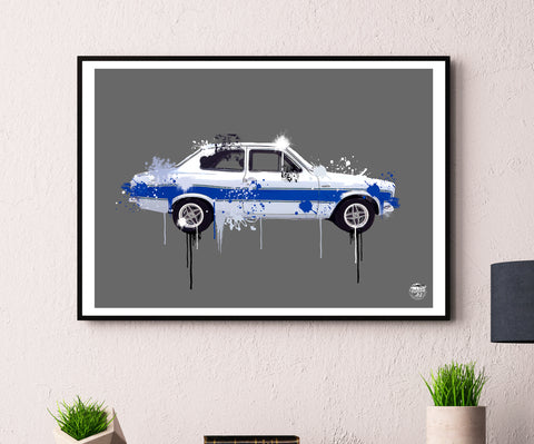 Ford Escort Mk1 RS2000 - Affiche d'impression rapide classique oeuvre murale art cadeau décor