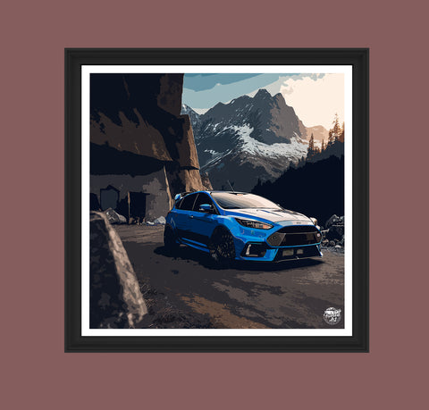 Ford Focus RS Mk3 print by Fueled.art - Fast Ford poster, Hot Hatch wall art