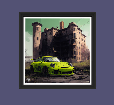 Porsche 911 991 GT3 Druck von Fueled.art – Dystopische Wandkunst, Supercar-Poster