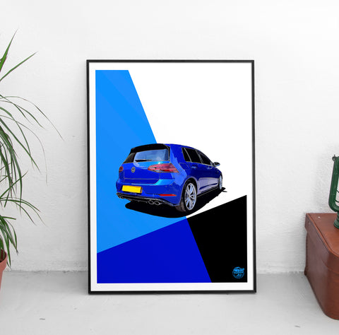 VW Golf R Mk7 Druck - Pop Wall Art Kunstwerk Poster Geschenk Geschenke Dekor