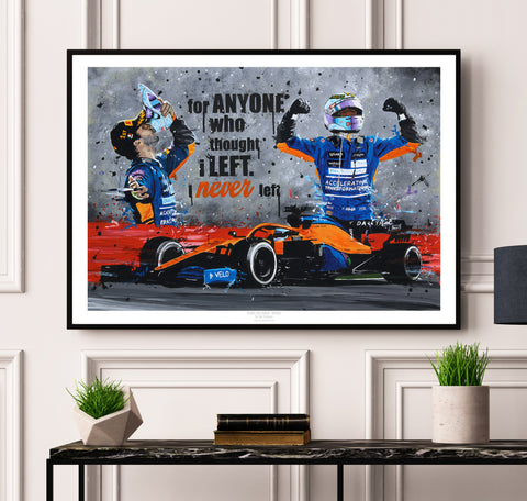 Daniel Ricciardo limited edition print by Ian Salmon Art - F1 wall art, Motorsport poster