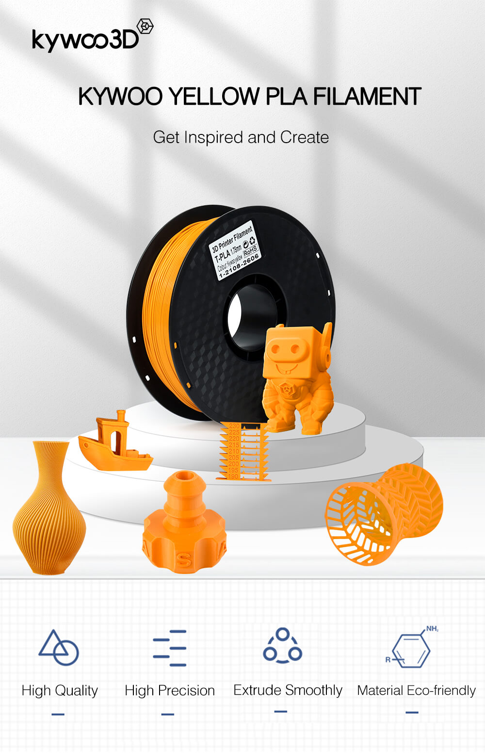 Filament Kywoo PLA Jaune 1.75 mm