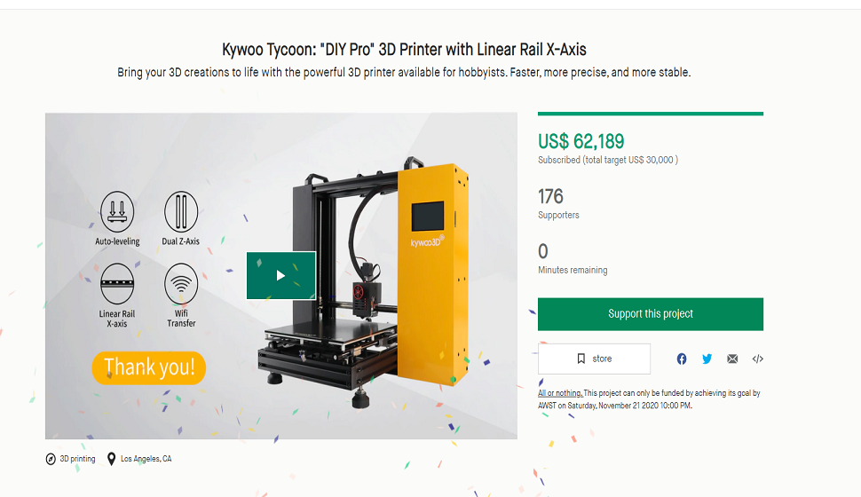 tycoon 3d printer ks 