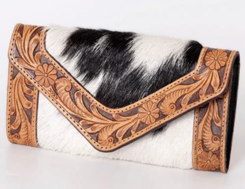 Showman Leopard Printed Hair on Cowhide Clutch Wristlet